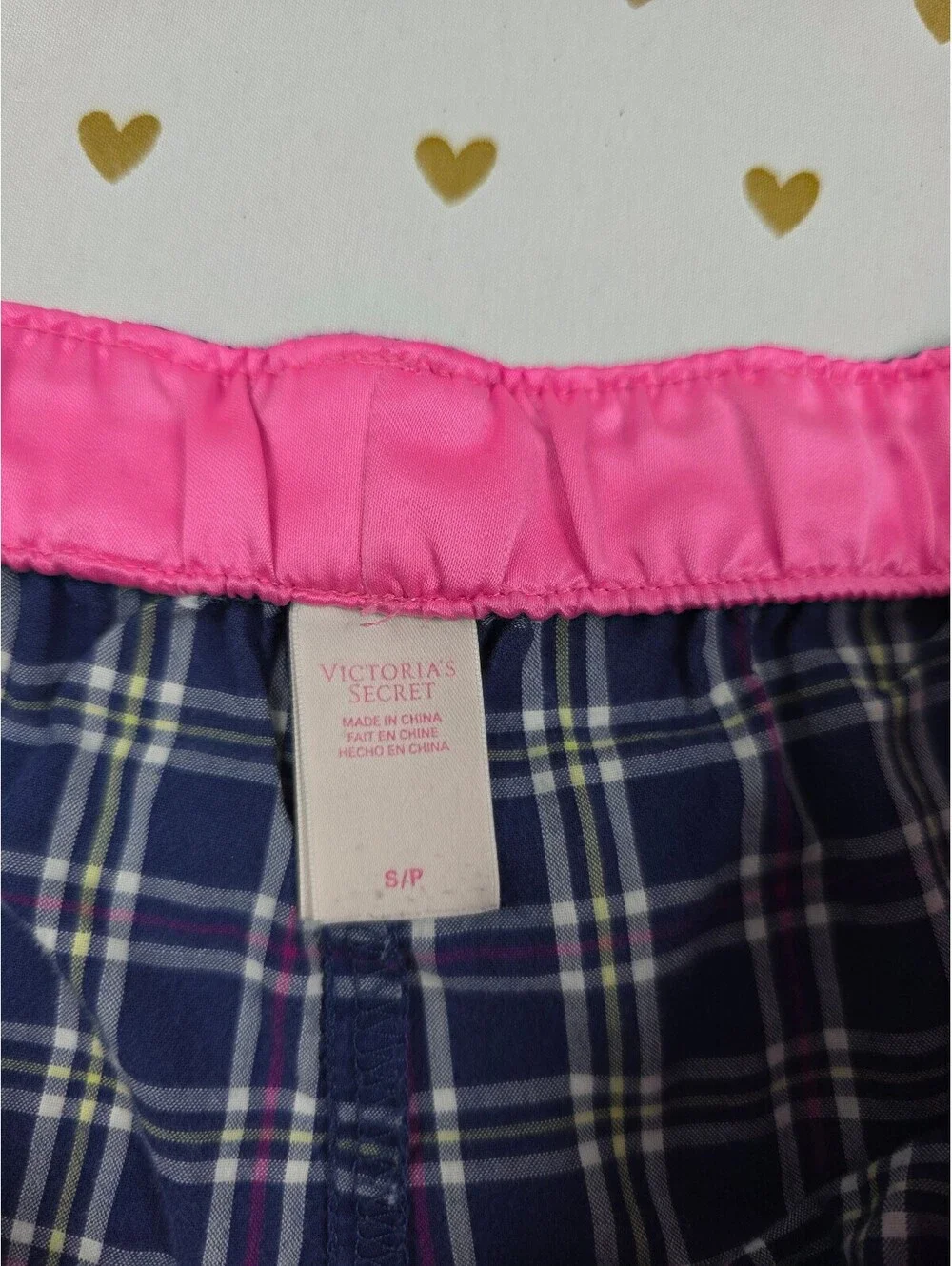 Victorias Secret Plaid Blue Small Sleep Shorts Boxers Pajama Bottoms